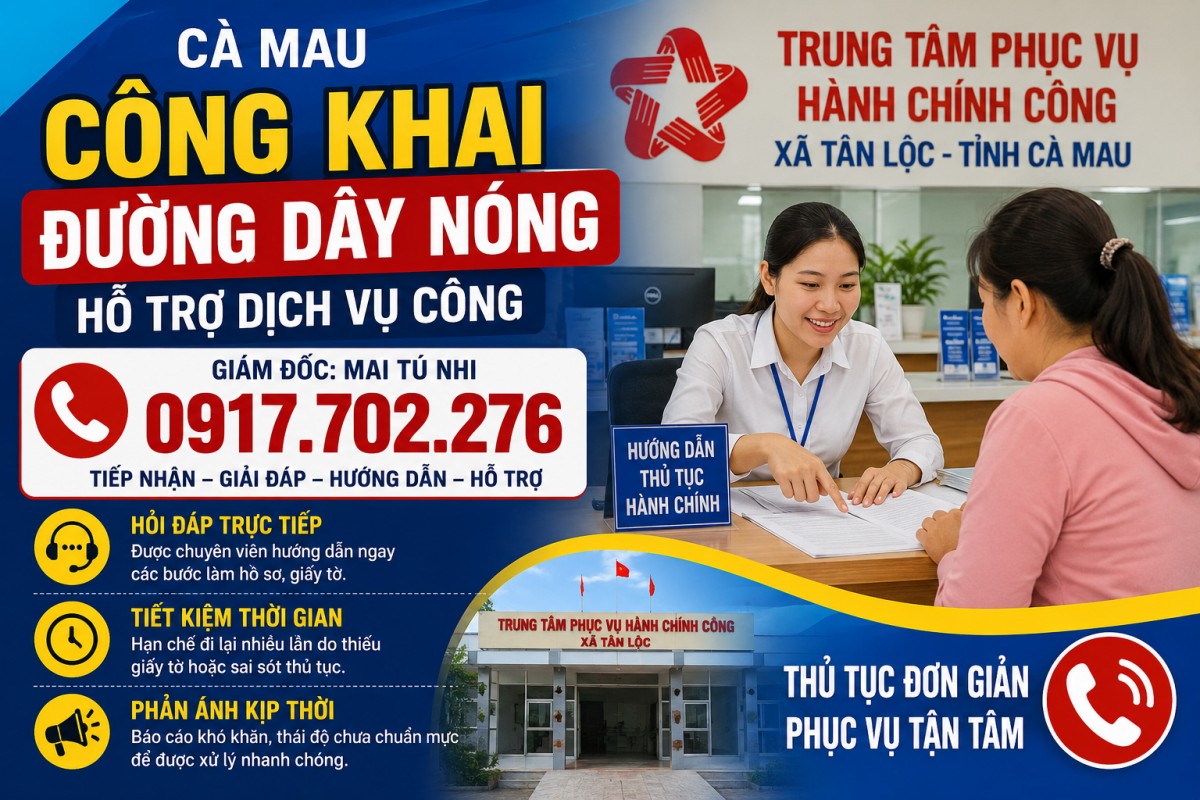 Cà Mau: Xã Tân Lộc công khai đường dây nóng hỗ trợ người dân