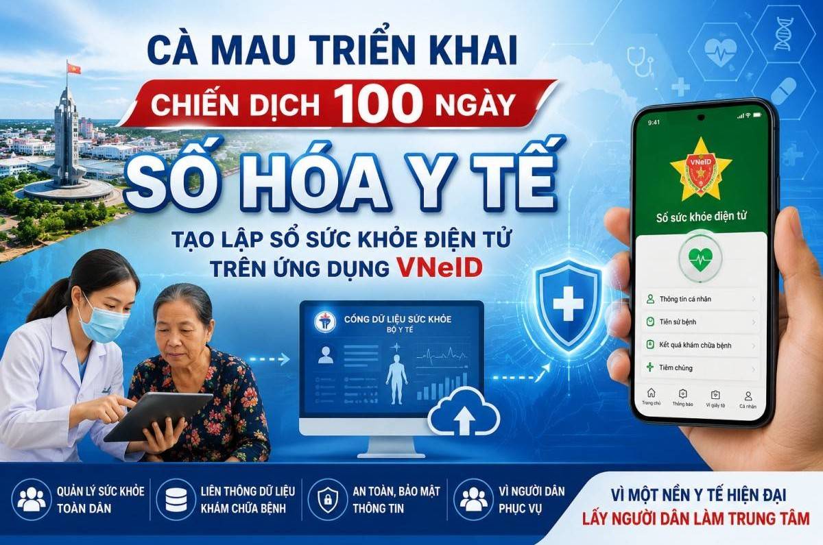 Cà Mau thúc đẩy số hóa Y tế bằng Sổ sức khỏe điện tử VNeID
