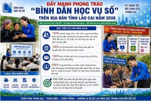 Lào Cai đặt mục tiêu 40% người dân trưởng thành đạt phổ cập kỹ năng số trong năm 2026