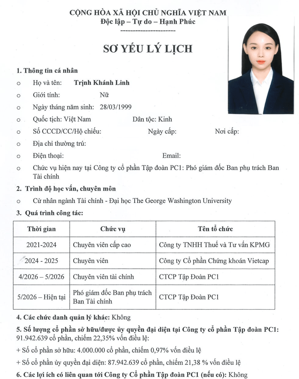 Chân dung tân nữ chủ tịch 27 tuổi của PC1: Vừa gắn bó với tập đoàn được 3 tháng, tài sản hàng chục tỷ đồng