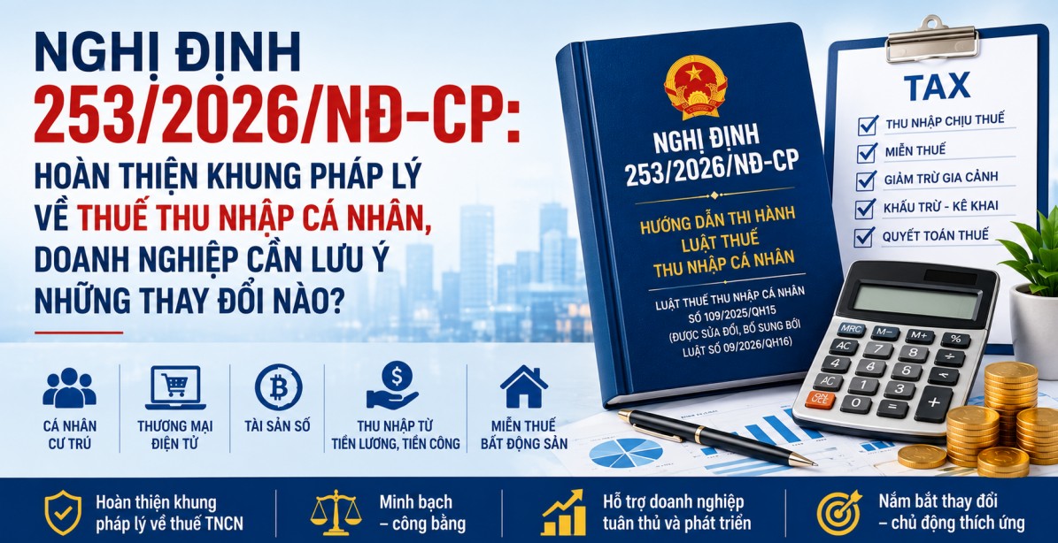 Nghị định 253/2026/NĐ-CP: Hoàn thiện khung pháp lý về thuế thu nhập cá nhân, doanh nghiệp cần lưu ý những thay đổi nào?