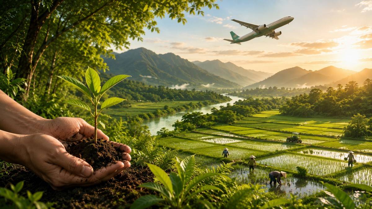 Khi hãng hàng không lên núi trồng rừng, bước xuống ruộng lúa