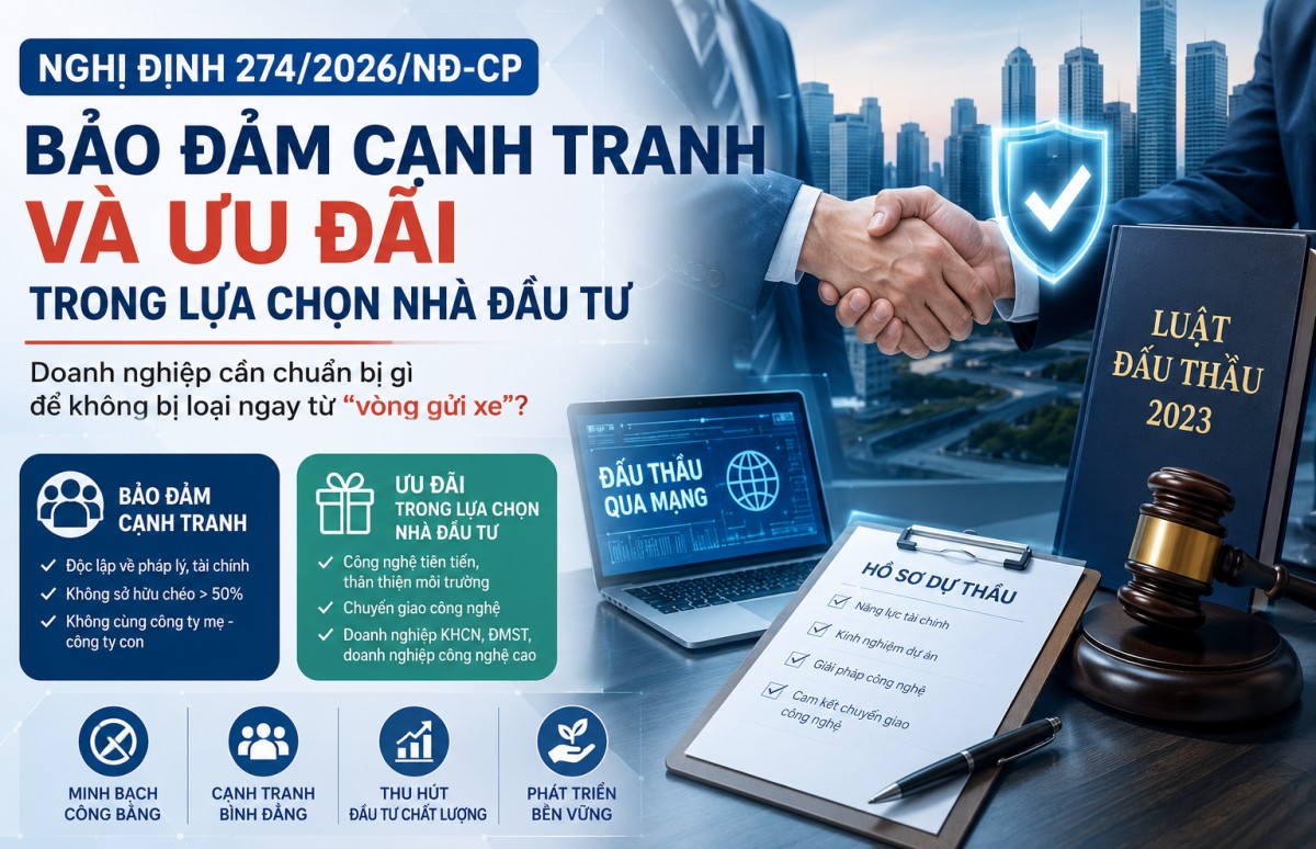 Nghị định 274/2026/NĐ-CP: Doanh nghiệp cần biết gì về bảo đảm cạnh tranh và ưu đãi khi lựa chọn nhà đầu tư?