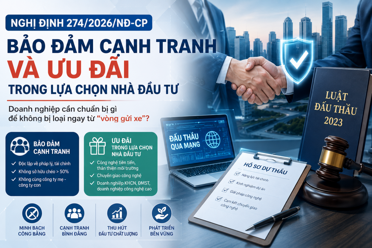 Nghị định 274/2026/NĐ-CP: Doanh nghiệp cần biết gì về bảo đảm cạnh tranh và ưu đãi khi lựa chọn nhà đầu tư?