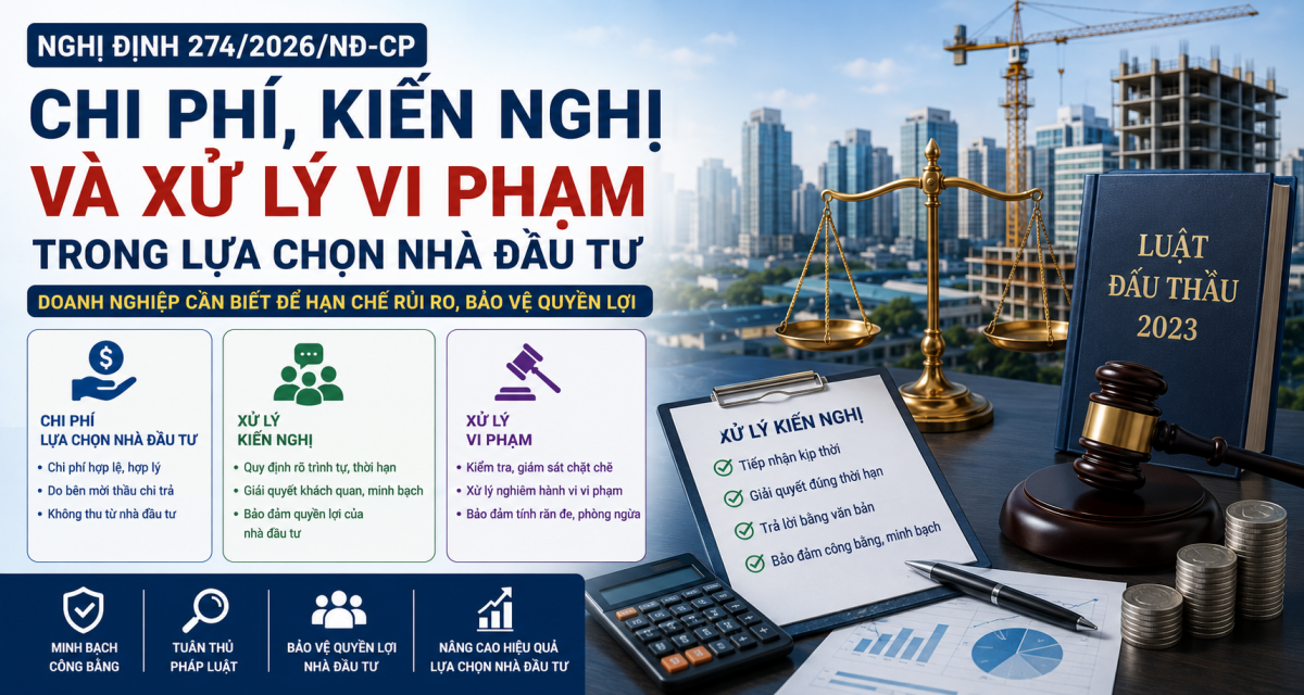 Nghị định 274/2026/NĐ-CP: Doanh nghiệp cần biết gì về chi phí, kiến nghị và xử lý vi phạm trong lựa chọn nhà đầu tư?