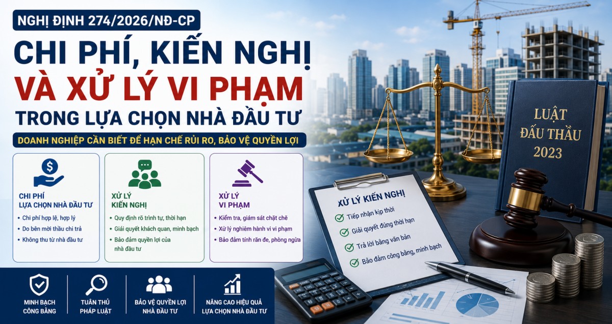 Nghị định 274/2026/NĐ-CP: Doanh nghiệp cần biết gì về chi phí, kiến nghị và xử lý vi phạm trong lựa chọn nhà đầu tư?