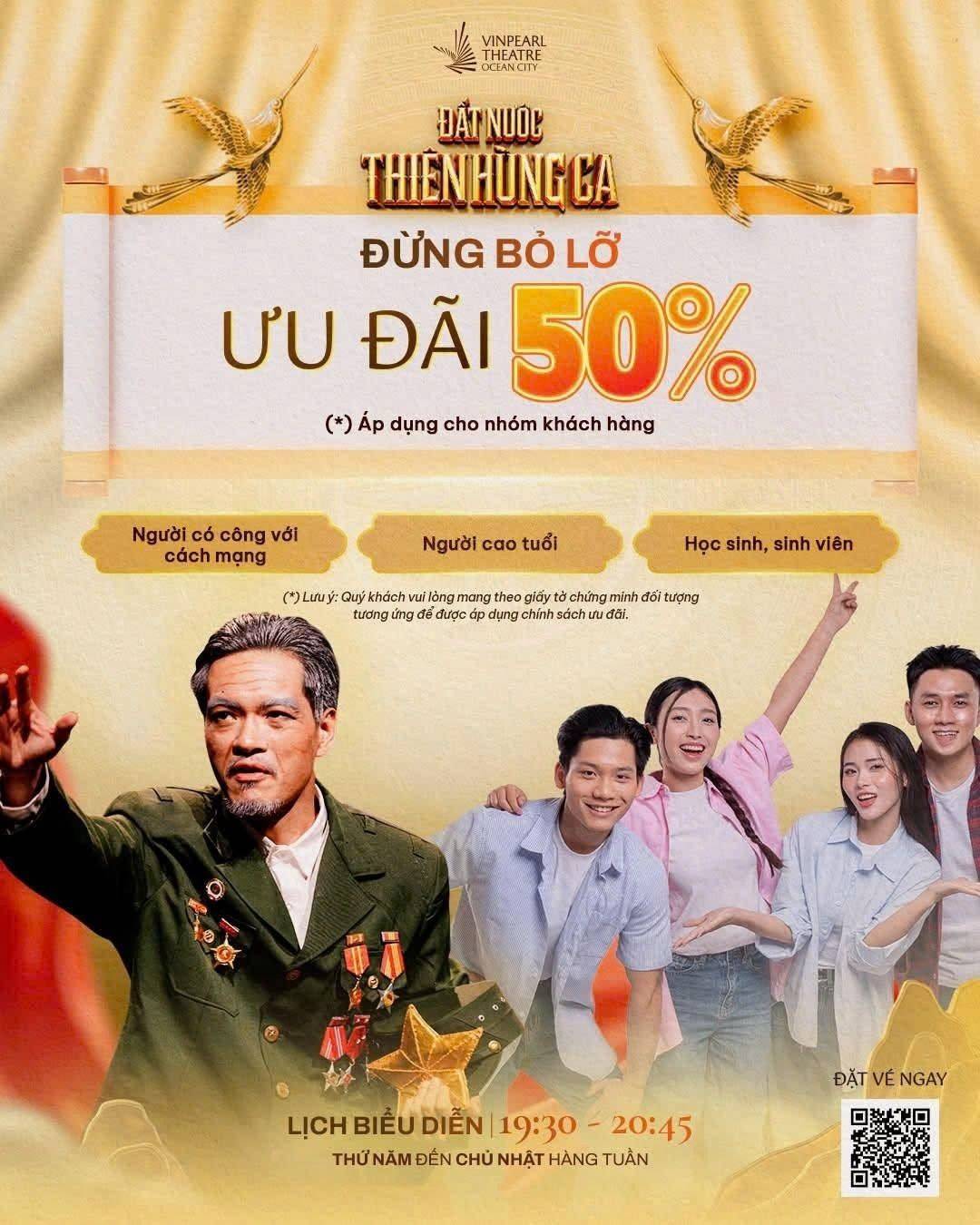 Vingroup tặng 50% giá vé show “đất nước thiên hùng ca” - tri ân người có công, người cao tuổi và học sinh, sinh viên