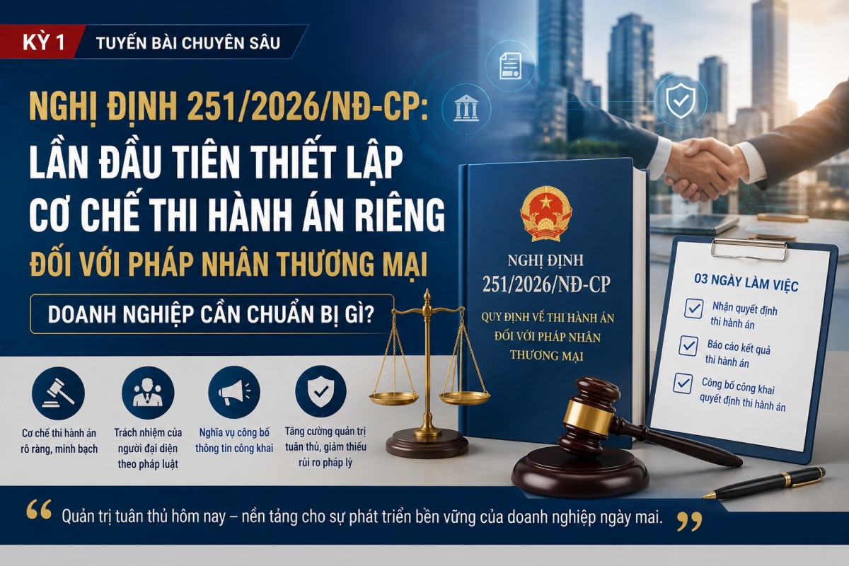 Nghị định 251/2026/NĐ-CP: Lần đầu tiên thiết lập cơ chế thi hành án riêng đối với pháp nhân thương mại – Doanh nghiệp cần chuẩn bị gì?