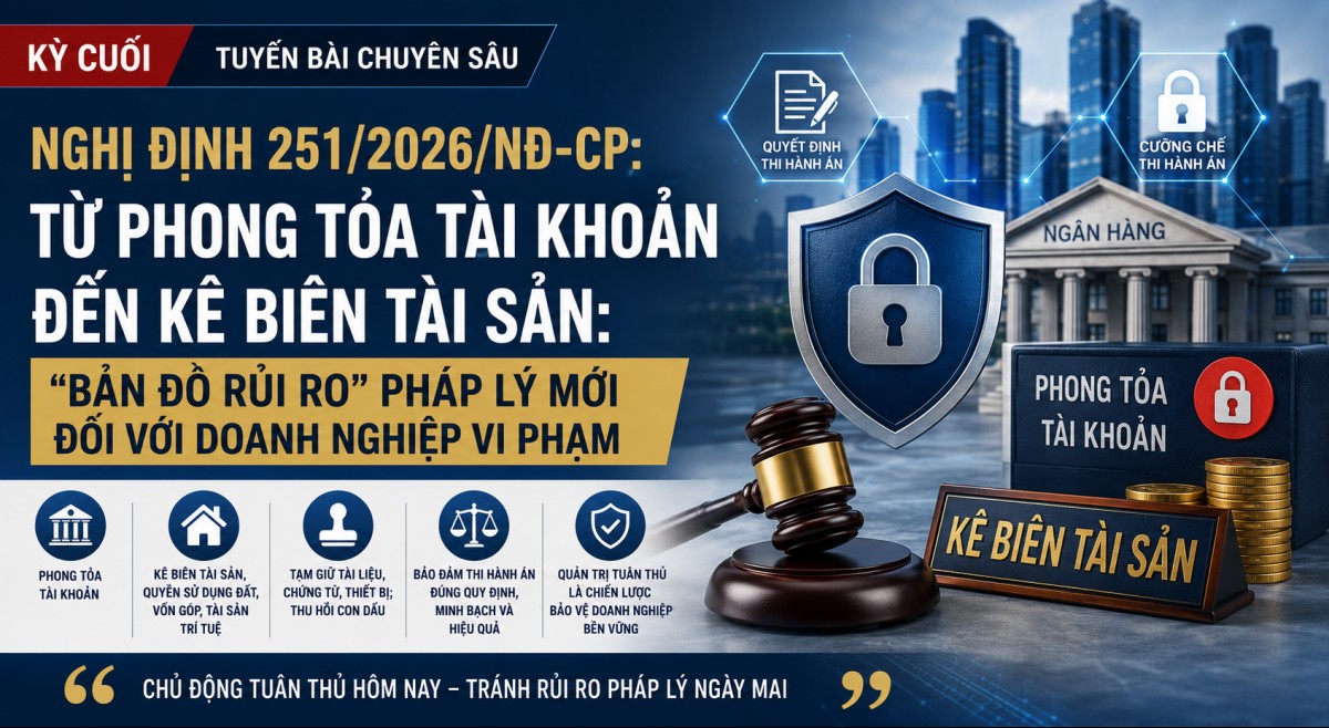 Nghị định 251/2026/NĐ-CP: Từ phong tỏa tài khoản đến kê biên tài sản – "Bản đồ rủi ro" pháp lý mới đối với doanh nghiệp vi phạm