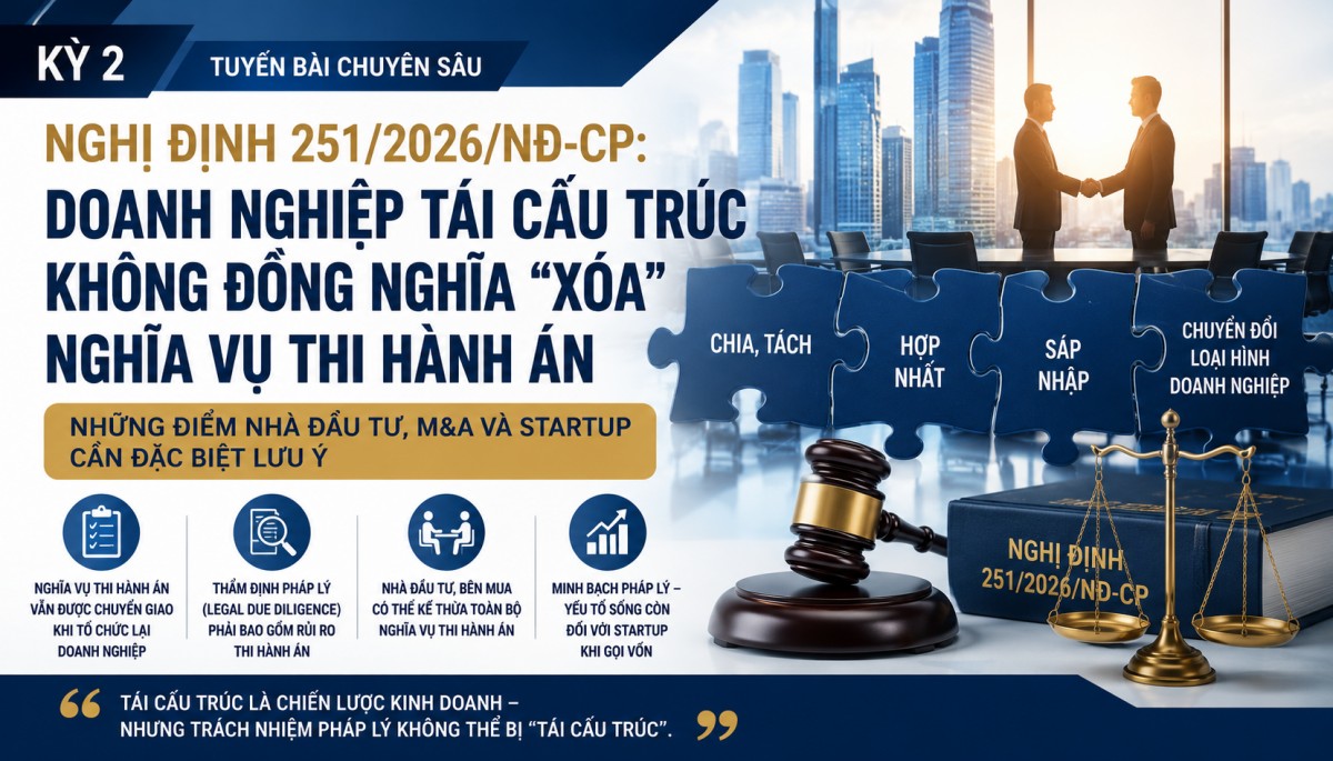 Nghị định 251/2026/NĐ-CP: Doanh nghiệp tái cấu trúc không đồng nghĩa "xóa" nghĩa vụ thi hành án – Những điểm nhà đầu tư, M&A và startup cần đặc biệt lưu ý