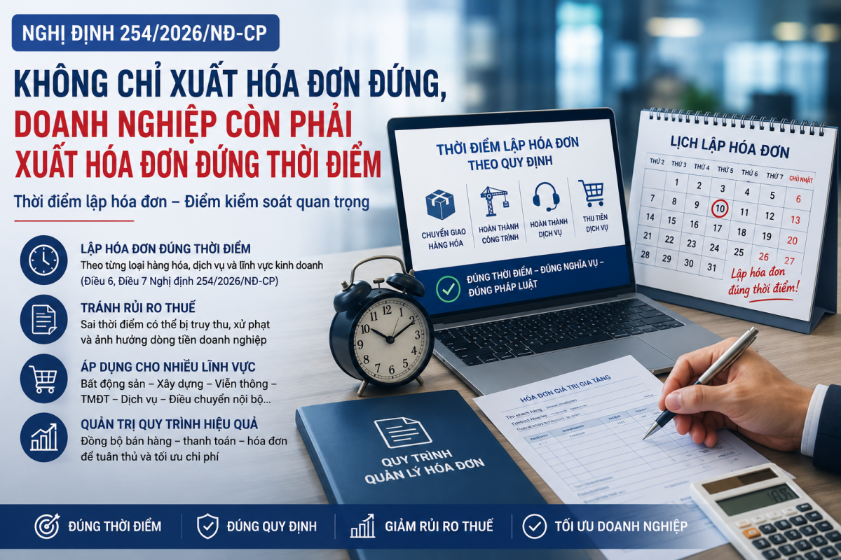 Nghị định 254/2026/NĐ-CP: Không chỉ xuất hóa đơn đúng, doanh nghiệp còn phải xuất hóa đơn đúng thời điểm