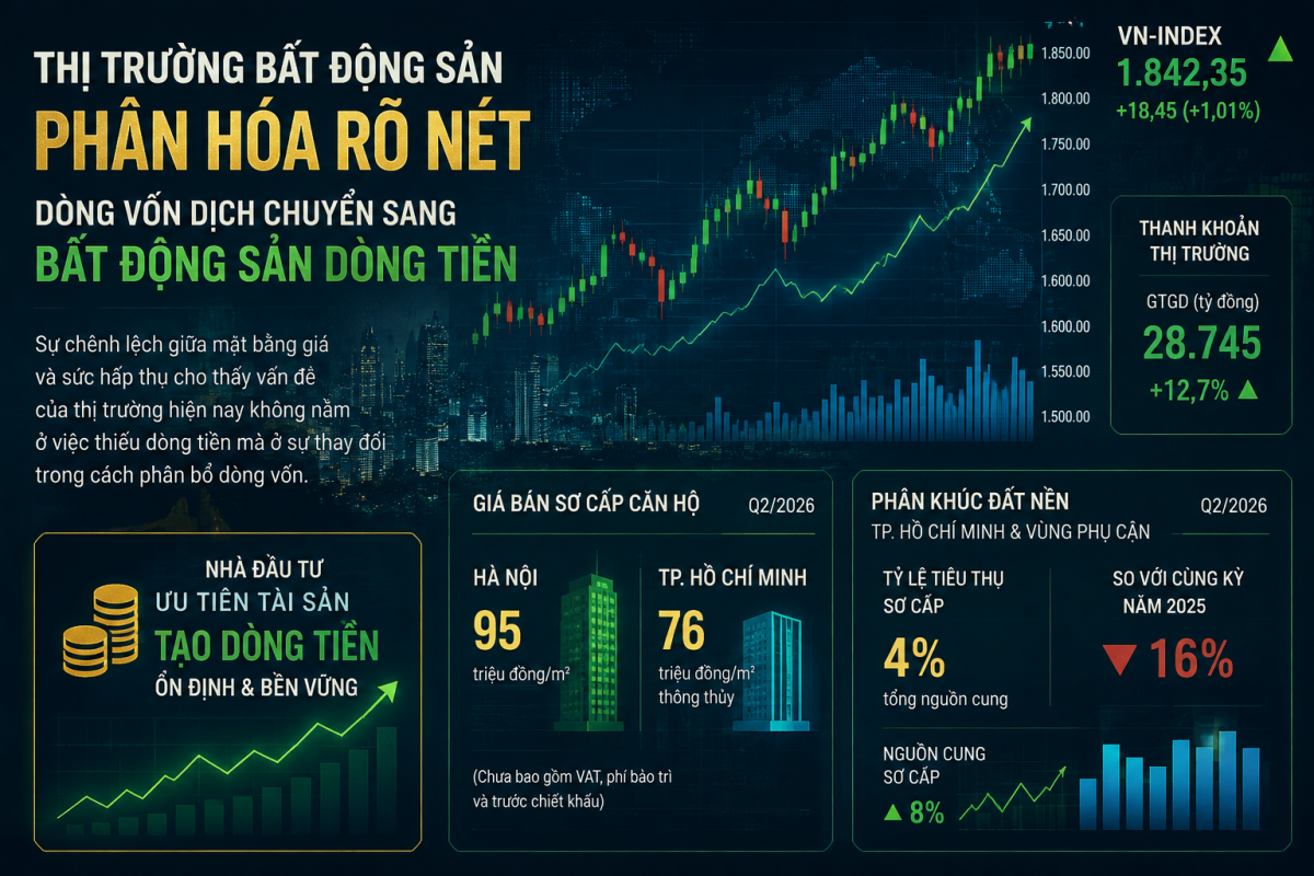Nhà đầu tư dịch chuyển dòng vốn sang bất động sản dòng tiền: Khi tăng giá không còn là biến số duy nhất