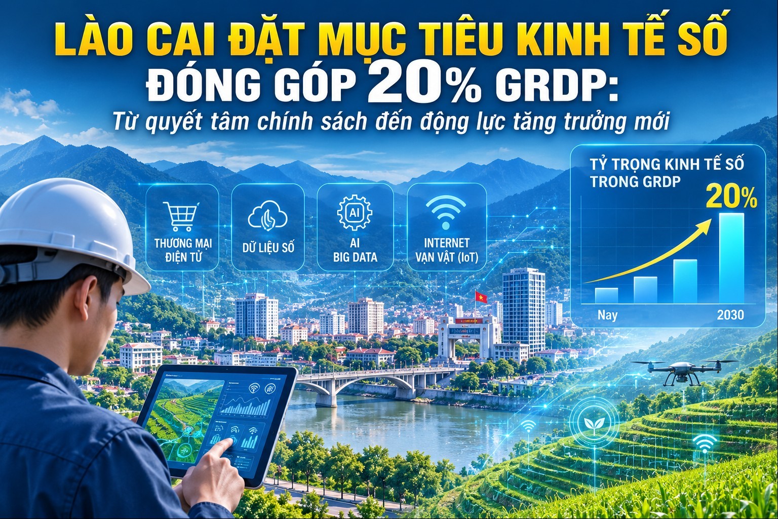 Lào Cai đặt mục tiêu kinh tế số đóng góp 20% GRD