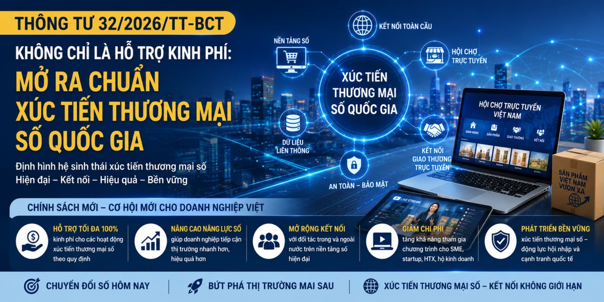 Thông tư 32/2026/TT-BCT: Không chỉ là hỗ trợ kinh phí, mở ra chuẩn xúc tiến thương mại số quốc gia