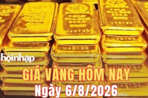 Giá vàng hôm nay 6/8/2026: Vàng SJC tăng mạnh, vàng thế giới bứt phá