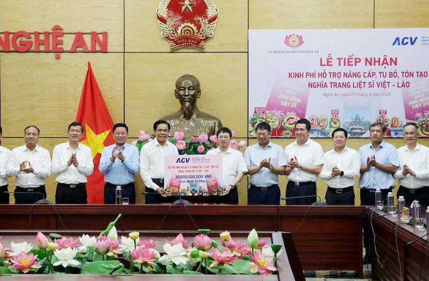 ACV hỗ trợ Nghệ An 20 tỷ đồng để nâng cấp, tôn tạo Nghĩa trang Liệt sĩ Việt – Lào
