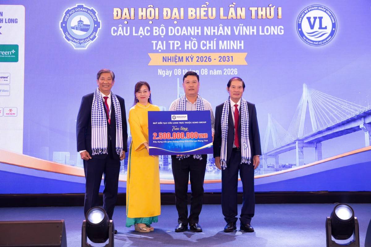 CLB Doanh nhân Vĩnh Long tại TPHCM công bố đóng góp chương trình An sinh Xã hội hướng về quê hương Vĩnh Long nhân Đại hội thành công