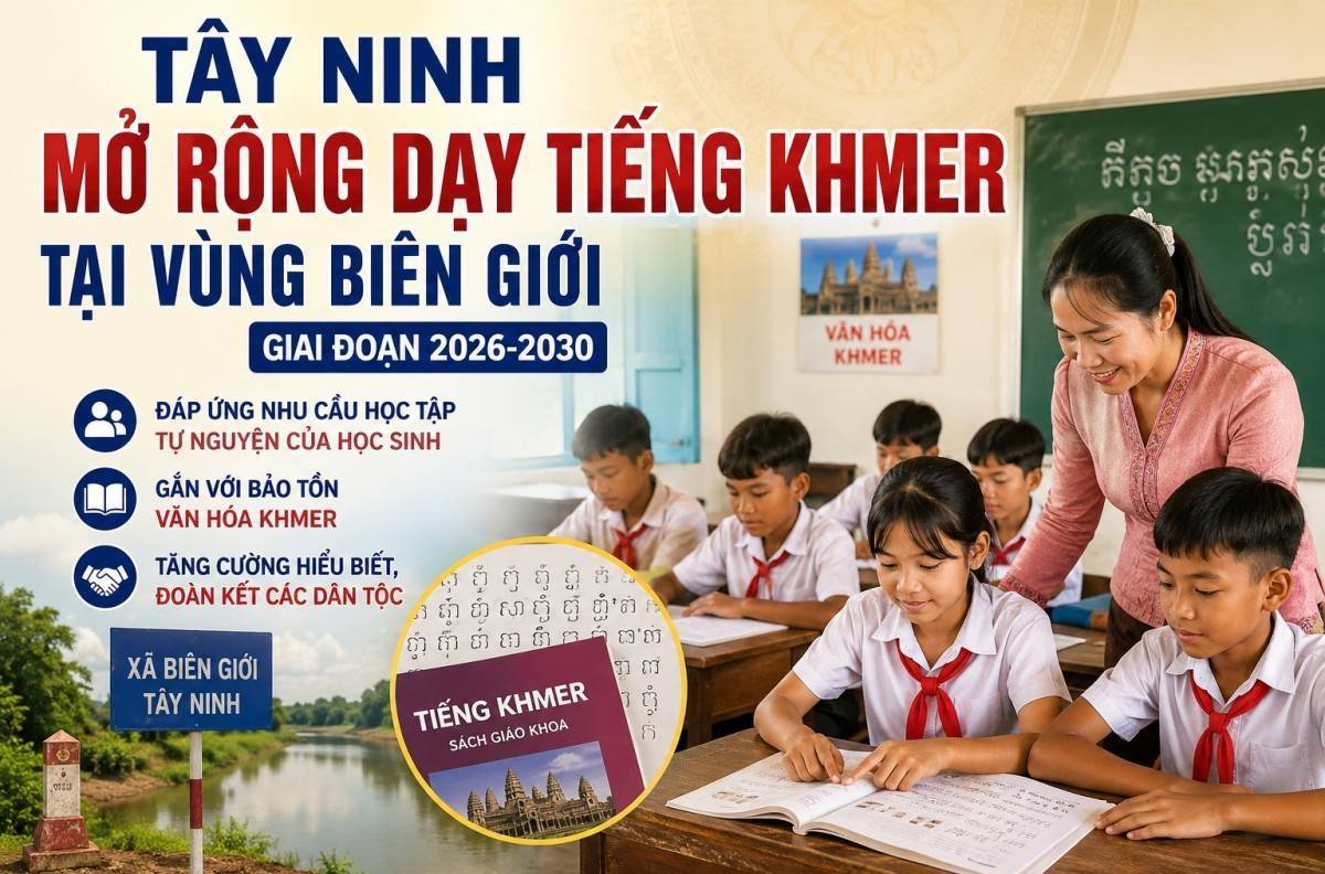 Tây Ninh mở rộng dạy tiếng Khmer tại trường học vùng biên giới