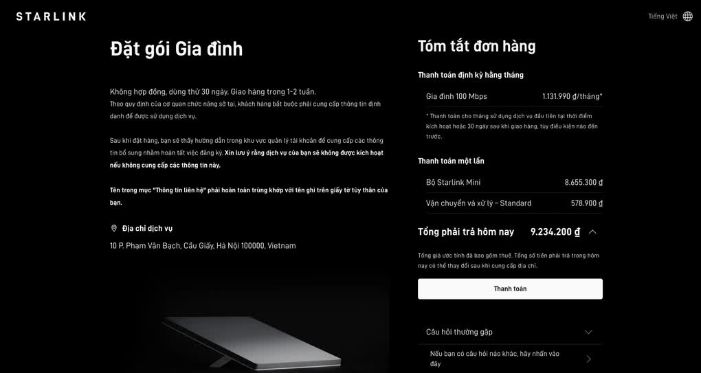 Starlink của tỷ phú Elon Musk chính thức bán Internet vệ tinh tại Việt Nam, giá từ 1,13 triệu đồng