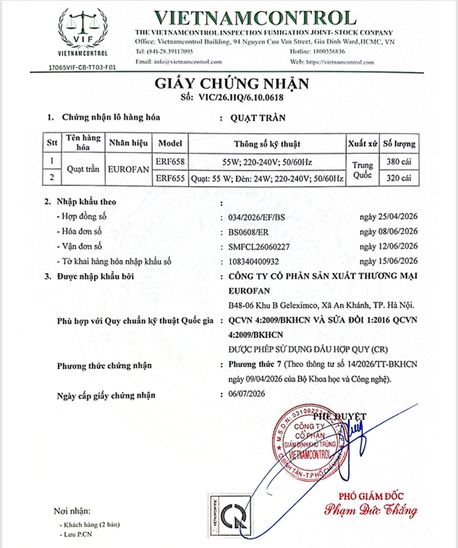 Eurofan – Thương hiệu quạt trần đèn cao cấp tiêu chuẩn Châu Âu