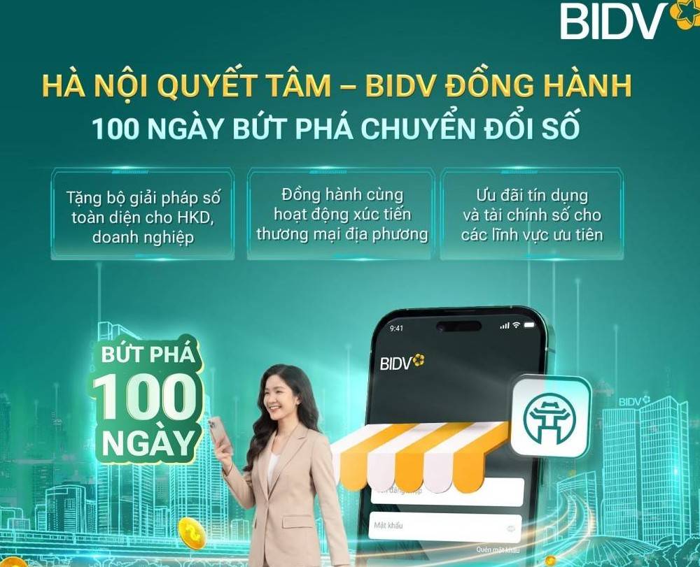 “100 ngày chuyển đổi số” tại Thủ đô: BIDV và những giải pháp trợ lực công nghệ, tài chính