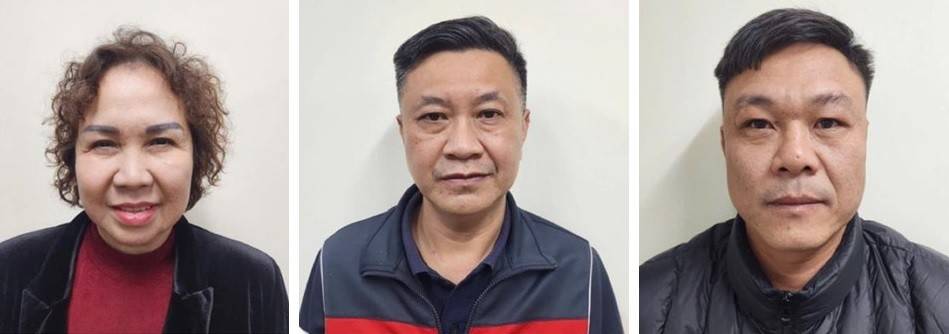 Bị can Chu Thị Thành ( từ trái qua, từ trên xuống) và một số bị can tại Công ty Thiên Minh Đức - Ảnh:BCA