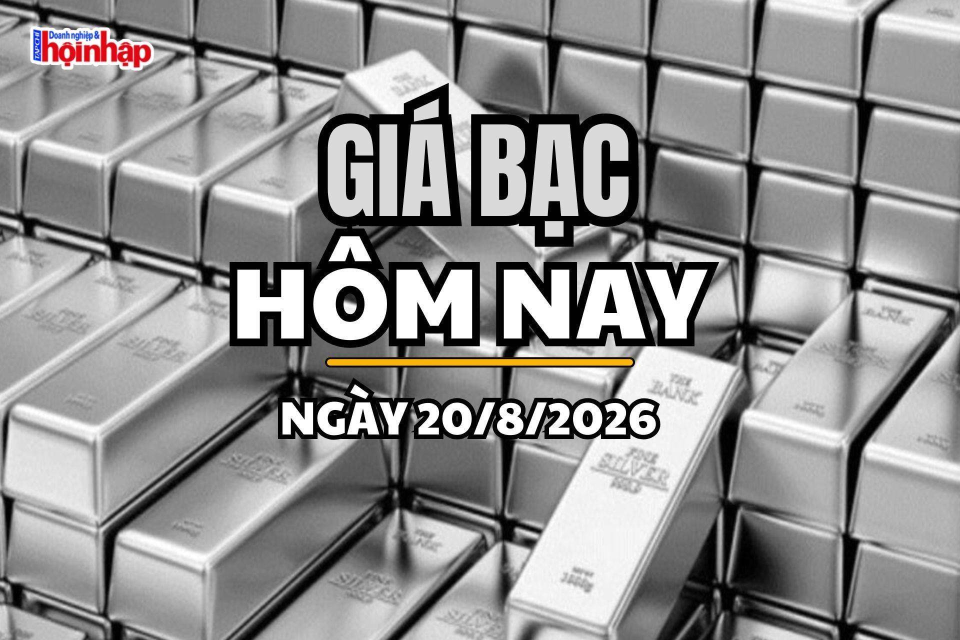 Giá bạc hôm nay 20/8/2026: Giá bạc thế giới tăng gần 4 USD, thị trường trong nước trái chiều
