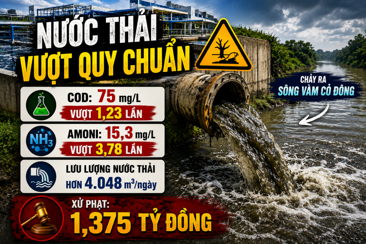 Khu công nghiệp TMTC tại Tây Ninh bị xử phạt do nước thải vượt quy chuẩn môi trường