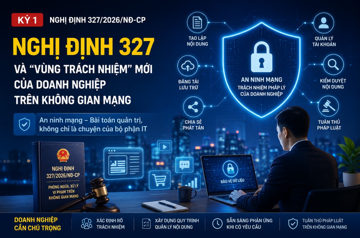 Nghị định 327/2026/NĐ-CP: Doanh nghiệp phải làm gì trước vùng trách nhiệm mới trên không gian mạng?