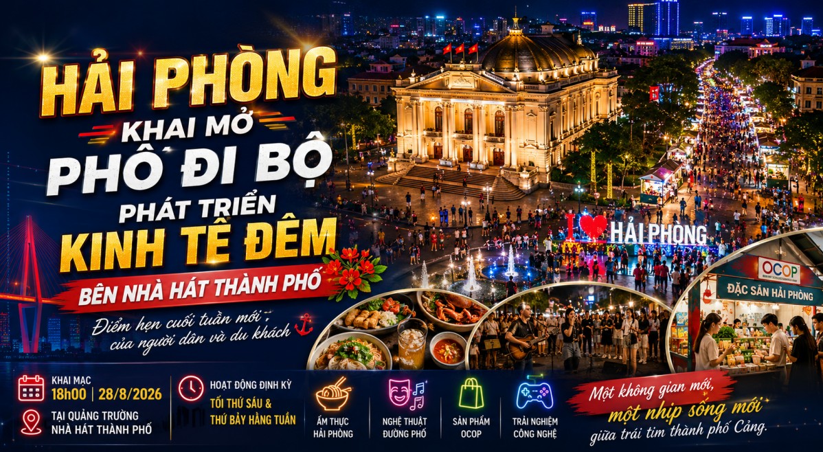 Hải Phòng sắp có phố đi bộ, kinh tế đêm bên Nhà hát thành phố