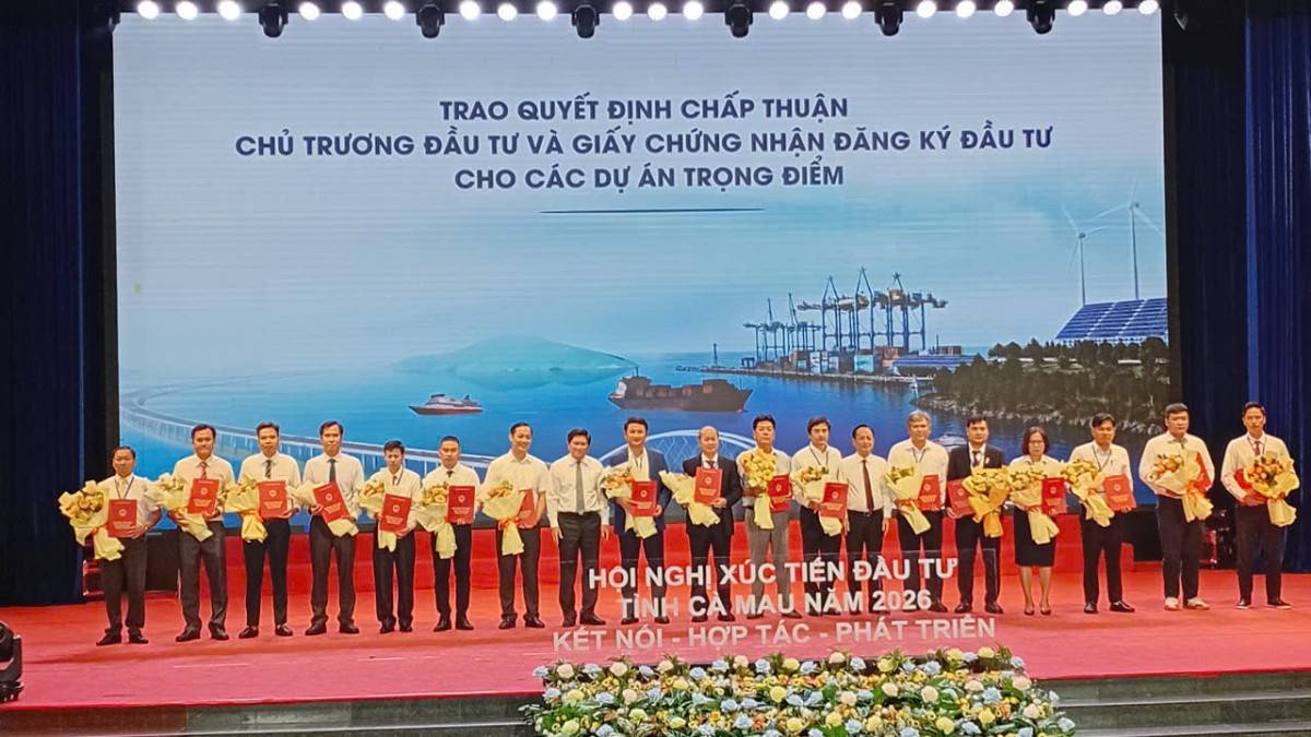 tỉnh Cà Mau ghi nhận 17 quyết định chủ trương đầu tư, giấy chứng nhận đăng ký đầu tư với tổng vốn hơn 33.600 tỷ đồng và 3 biên bản ghi nhớ, thỏa thuận hợp tác với tổng vốn dự kiến hơn 439.000 tỷ đồng. 