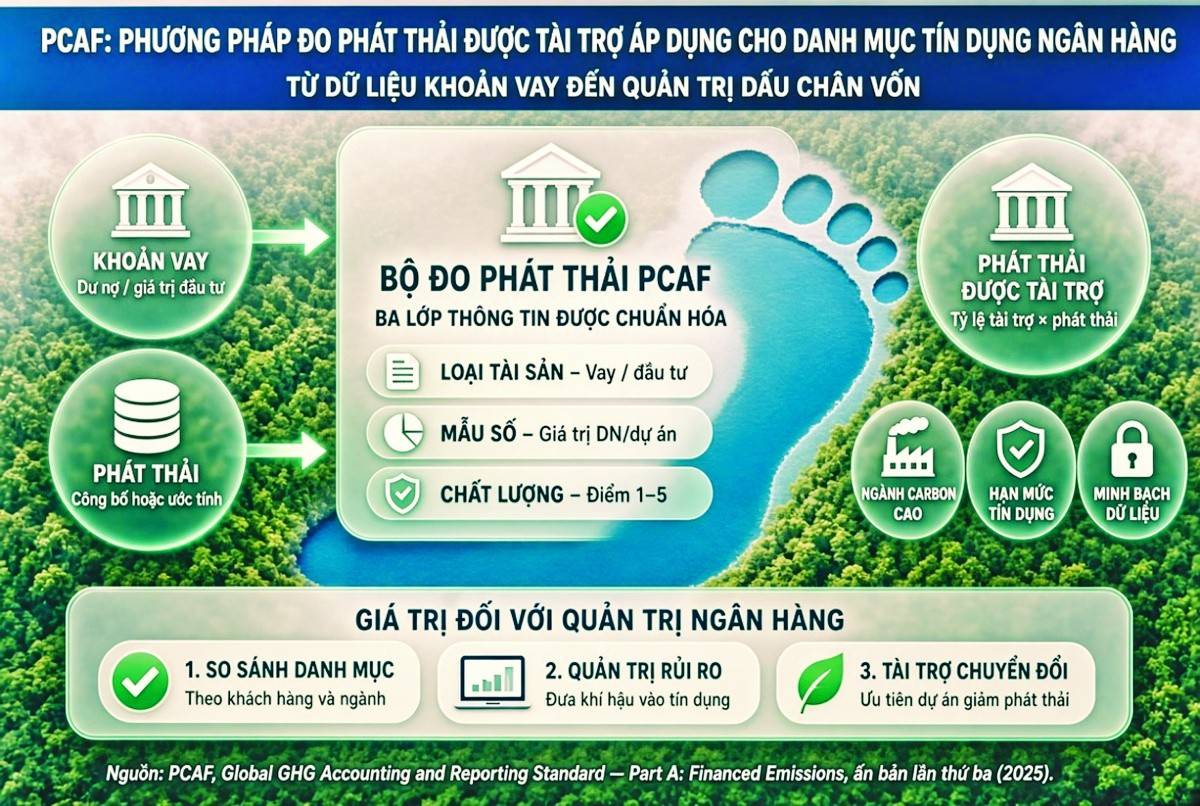 Nhiều ngân hàng bắt đầu đo lượng phát thải gắn với danh mục cho vay, đưa mức tác động môi trường vào khẩu vị rủi ro, hạn mức ngành và quy trình thẩm định. Việc quản trị carbon đang từng bước tác động đến cách ngân hàng lựa chọn và phân bổ vốn.