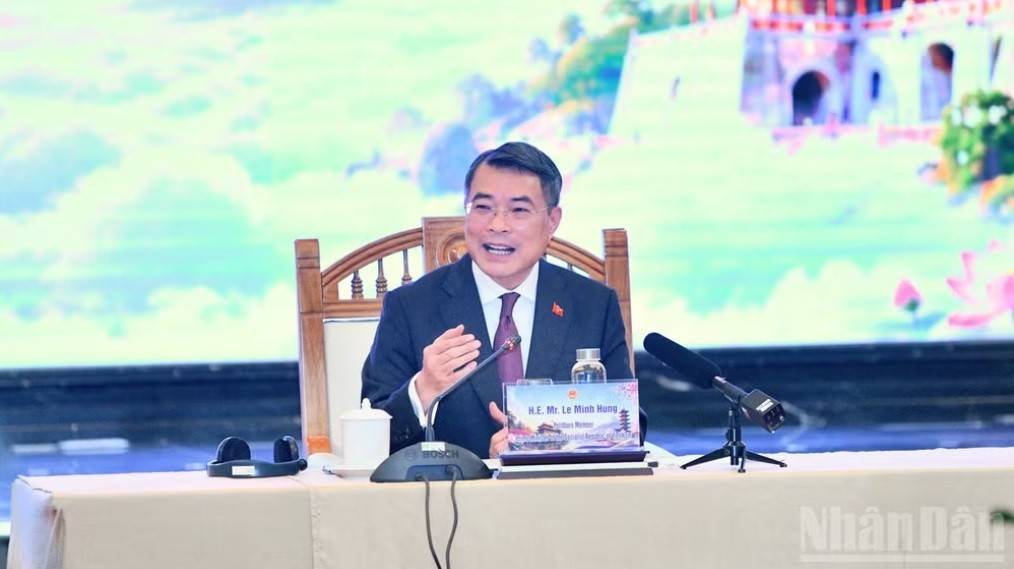 Thủ tướng Chính phủ Lê Minh Hưng phát biểu ý kiến tại cuộc làm việc với các doanh nghiệp Nhật Bản tại Việt Nam. (Ảnh: THANH GIANG)