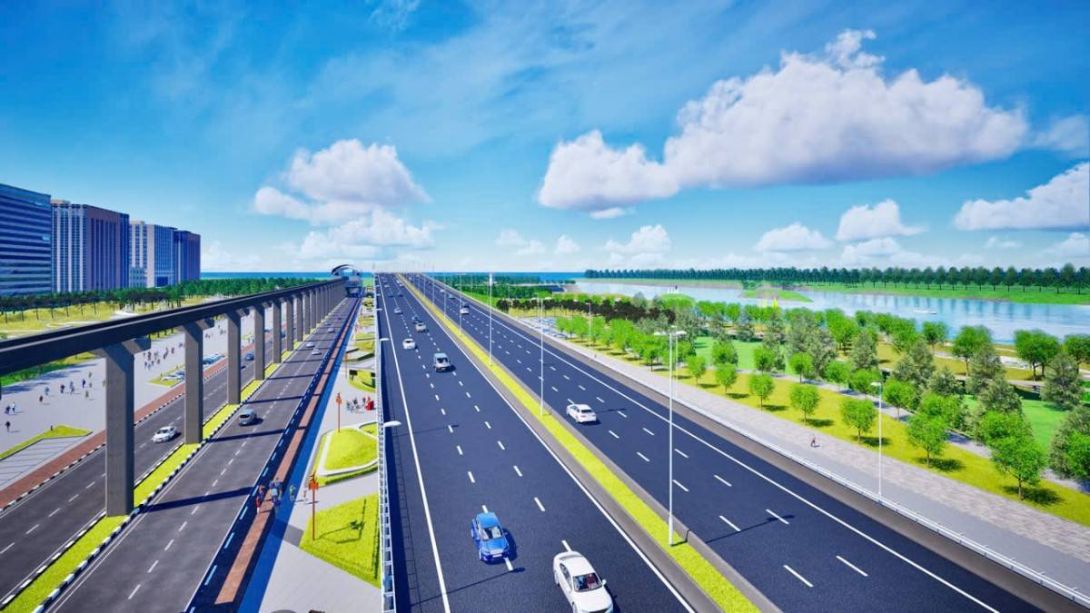 Một phần phối cảnh đại lộ cảnh quan sông Hồng do nhà đầu tư đề xuất.
