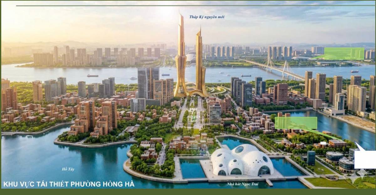 Phối cảnh khu vực tái thiết phường Hồng Hà.