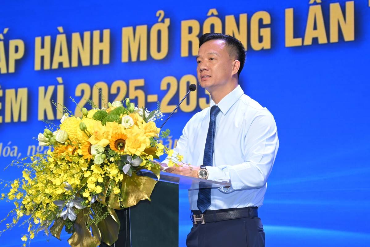 Ông Nguyễn Xuân Hưng, Chủ tịch Hiệp hội Doanh nghiệp tỉnh Thanh Hóa phát biểu