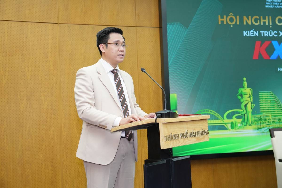 ông Nguyễn Thế Mạnh, Chủ tịch Hiệp hội các Nhà thầu Xây dựng Hải Phòng phát biểu