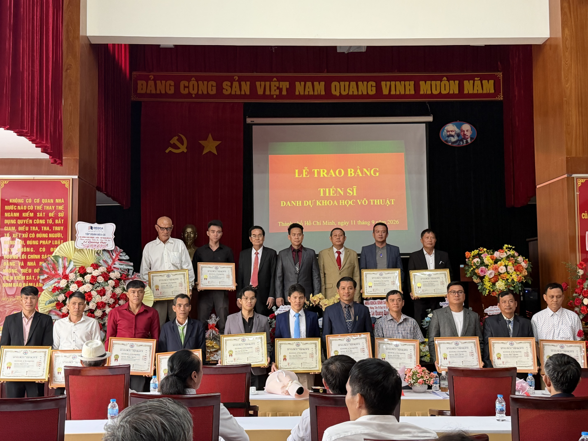 TP. Hồ Chí Minh trao bằng Tiến sĩ danh dự Khoa học Võ thuật 