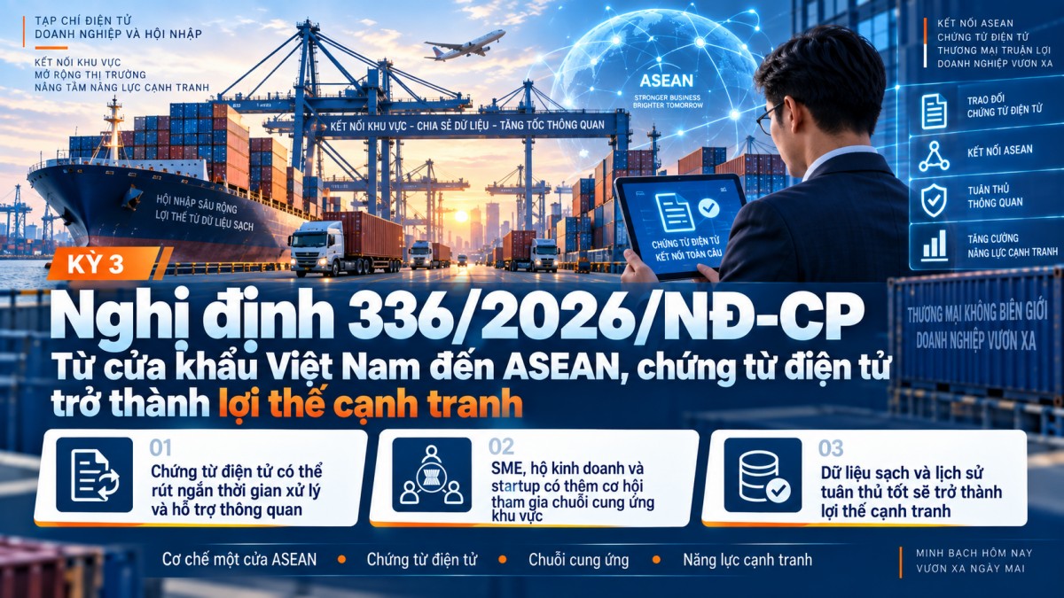 Nghị định 336/2026/NĐ-CP: Từ cửa khẩu Việt Nam đến ASEAN – chứng từ điện tử có thể trở thành lợi thế cạnh tranh