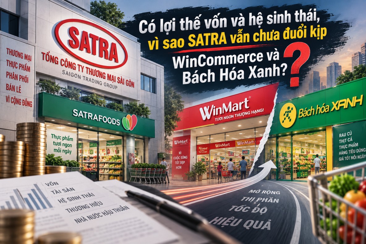 Có lợi thế vốn và hệ sinh thái, vì sao SATRA vẫn chưa đuổi kịp WinMart và Bách Hóa Xanh?