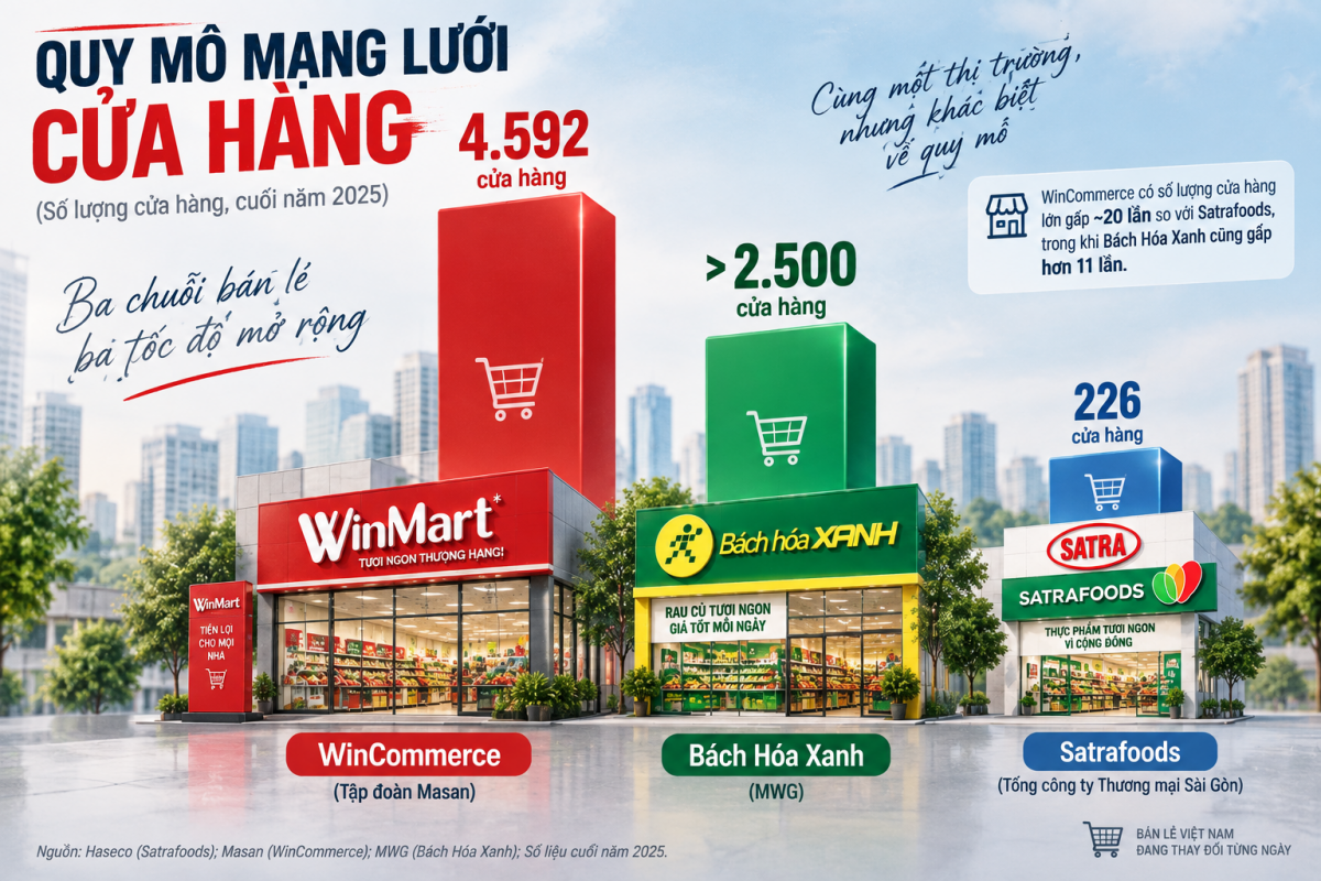 Có lợi thế vốn và hệ sinh thái, vì sao SATRA vẫn chưa đuổi kịp WinMart và Bách Hóa Xanh?