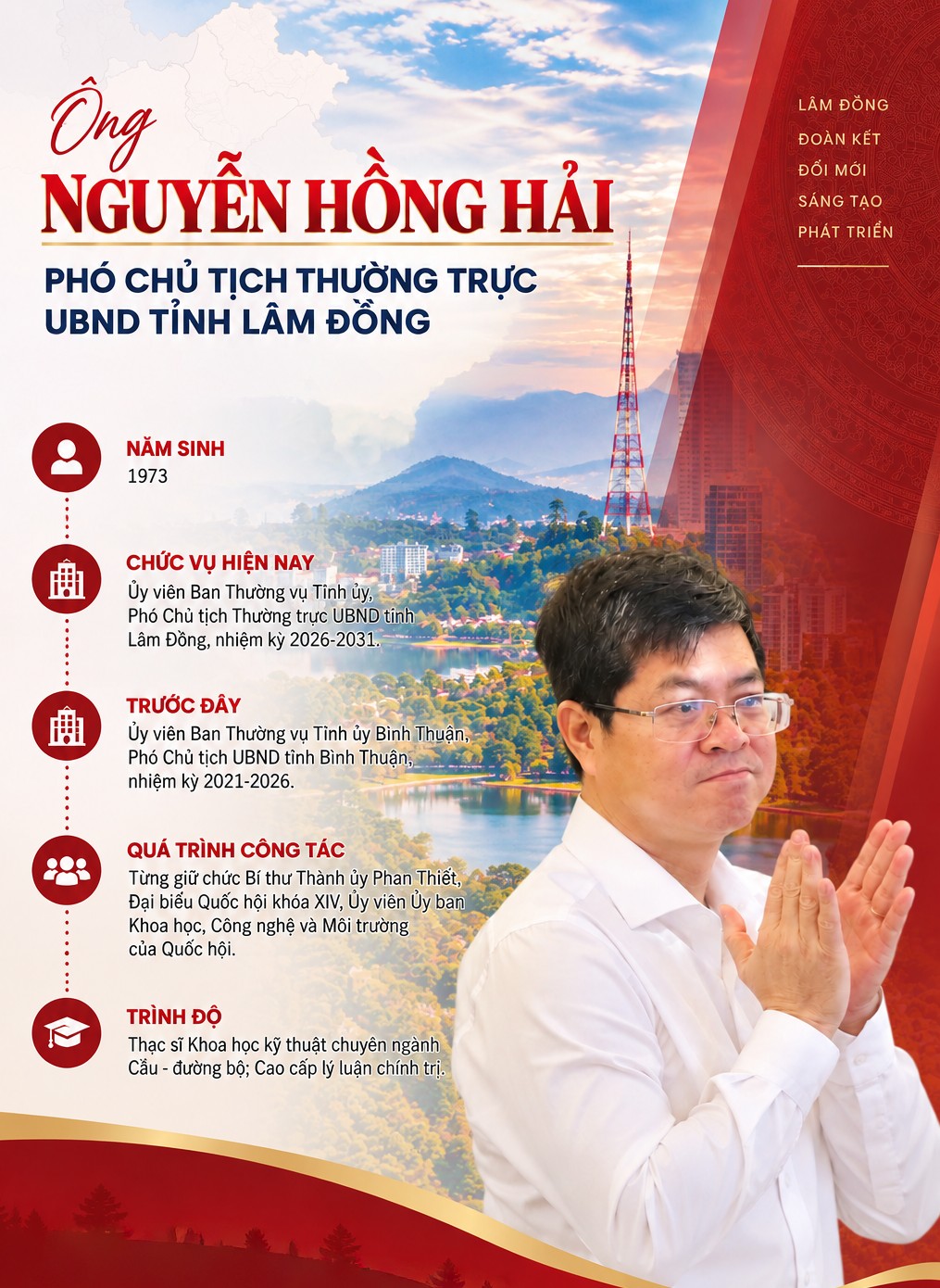 Ông Nguyễn Hồng Hải được phân công làm Phó Chủ tịch Thường trực UBND tỉnh Lâm Đồng