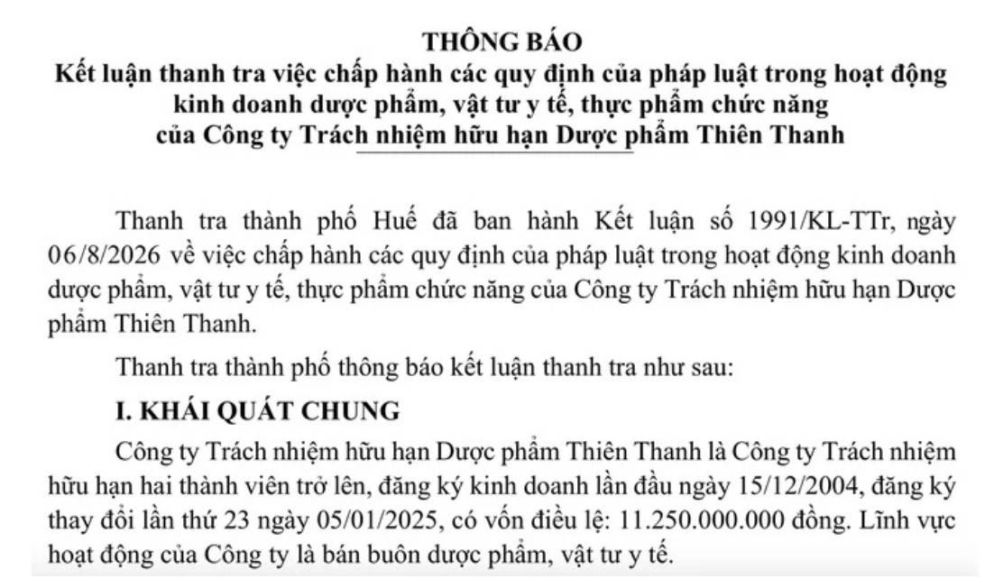 Thanh tra yêu cầu Công ty Trách nhiệm hữu hạn Dược phẩm Thiên Thanh nộp ngân sách nhà nước số tiền 64.637.919 đồng thuế thu nhập doanh nghiệp do kê khai không đúng các khoản chi phí được trừ khi xác định thu nhập chịu thuế theo quy định.