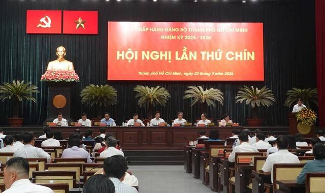 Chiều 22/9, Ban Chấp hành Đảng bộ TPHCM khóa I, nhiệm kỳ 2025-2030 tổ chức Hội nghị lần thứ 9 - Ảnh: chinhphu.vn/Anh Hảo