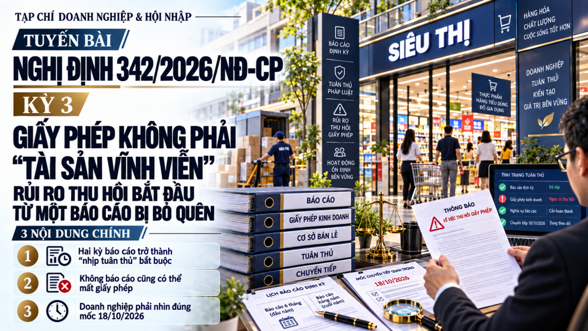 Nghị định 342/2026/NĐ-CP: Giấy phép không phải là “tài sản vĩnh viễn” – rủi ro thu hồi bắt đầu từ một báo cáo bỏ quên