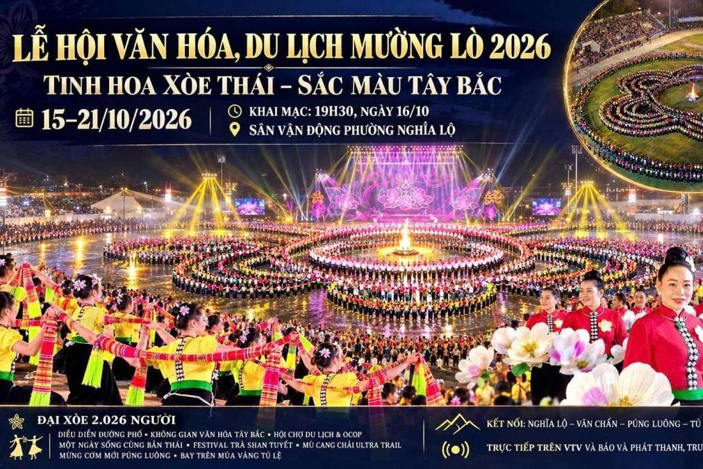 Mường Lò 2026: Đại Xòe 2.026 người mở hành trình khám phá sắc màu Tây Bắc