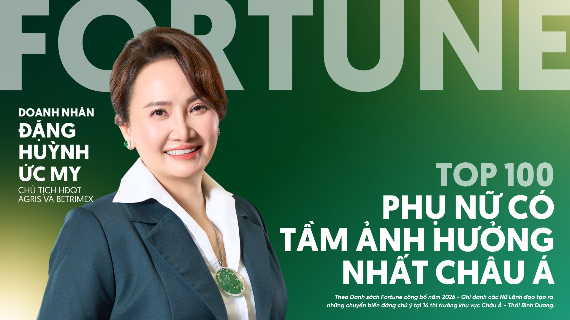 Bà Đặng Huỳnh Ức My hai năm liên tiếp được Fortune vinh danh Top 100 phụ nữ quyền lực châu Á
