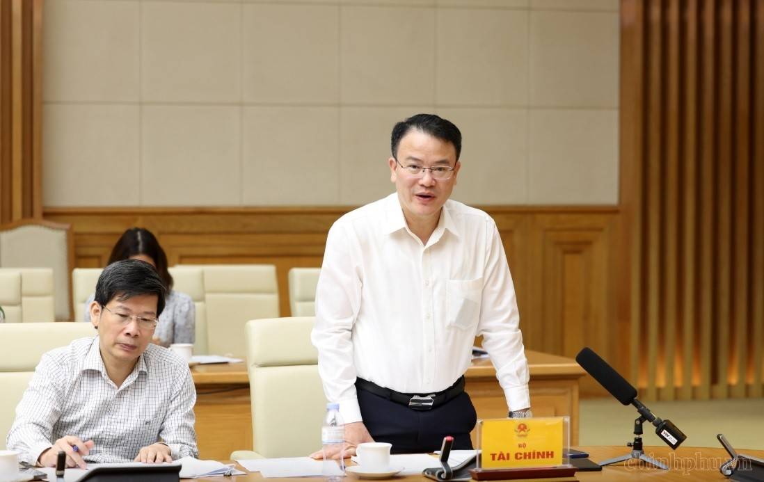 Thứ trưởng Bộ Tài chính Trần Quốc Phương phát biểu tại cuộc họp - Ảnh chinhphu.vn/Đức Tuân