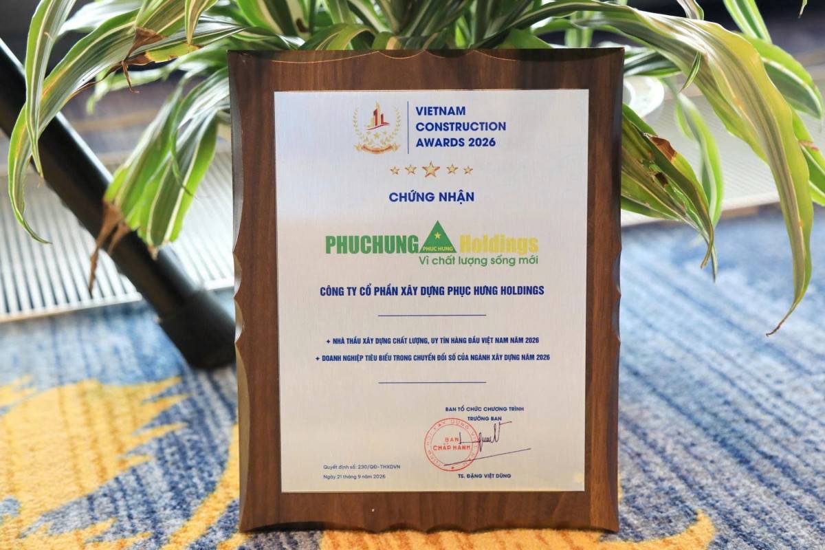 Phục Hưng Holdings nhận hai danh hiệu tại Vietnam Construction Awards 2026