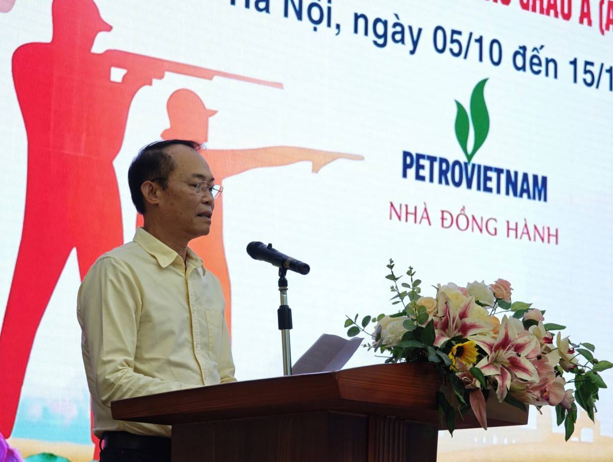 Ông Đỗ Văn Bình, Chủ tịch Liên đoàn Bắn súng Việt Nam phát biểu